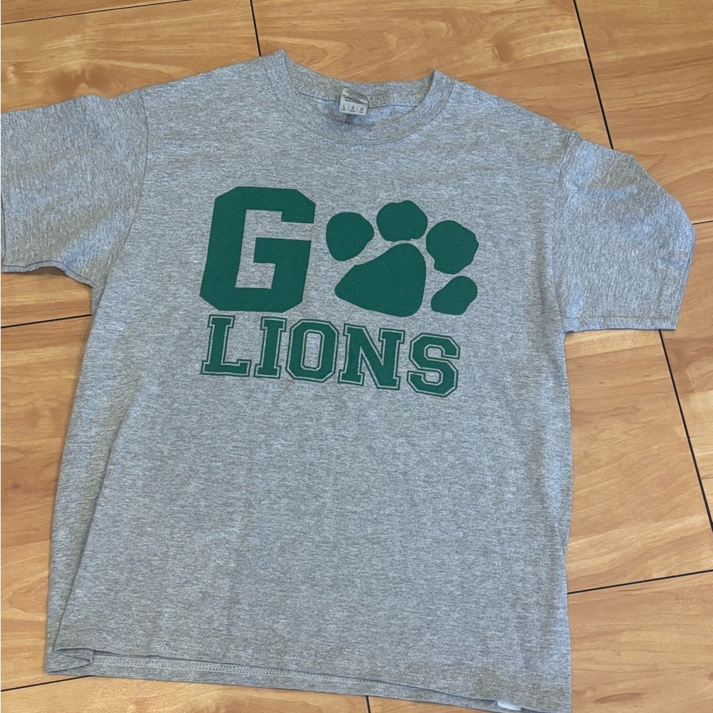 Gildan Gray Kids Short Sleeve Tee with Green Print